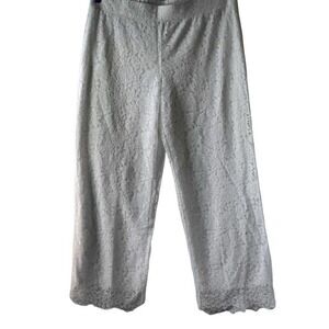 Isaac Mizrahi‎ Live! Plus Size Tall Wide Leg Knit Lace Pants-White-XLT A375766